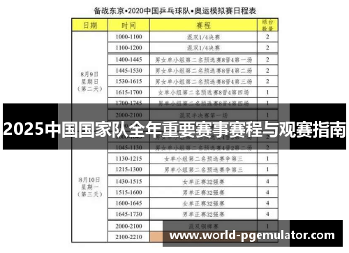 2025中国国家队全年重要赛事赛程与观赛指南