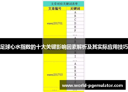 足球心水指数的十大关键影响因素解析及其实际应用技巧